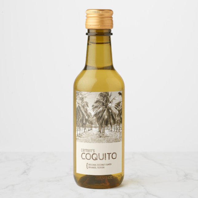 Palmier Cocotier Tropical pour Étiquette de Vin Co (Devant)