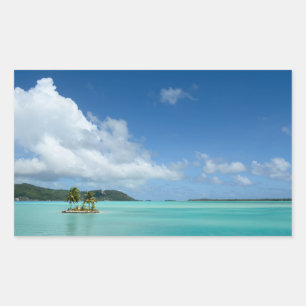 Palmier dans Bora Bora lagon autocollant rectangul