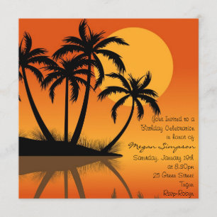 Palmier de l'île de Black & Orange Invitation d'an