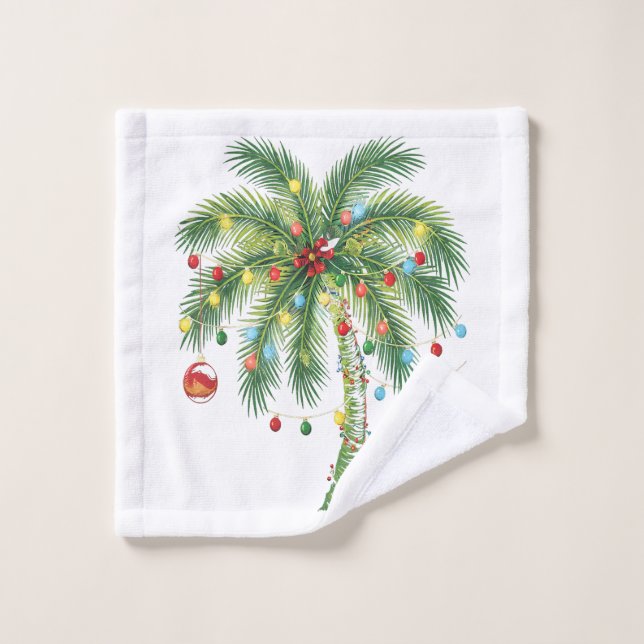 Palmier de Noël tropical avec lumières et ornam (Gant de toilette)