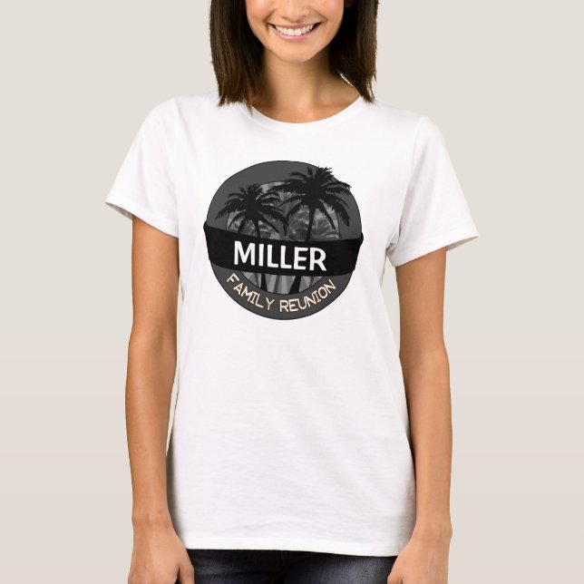 Palmier noir tshirt de réunion de famille personna (Devant)