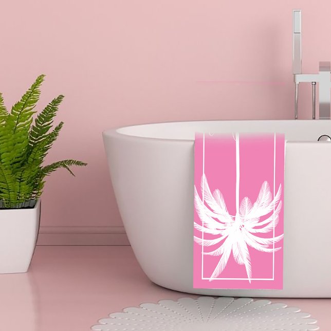 Palmier rose blanc Tropical élégant Monogramme (Créateur téléchargé)