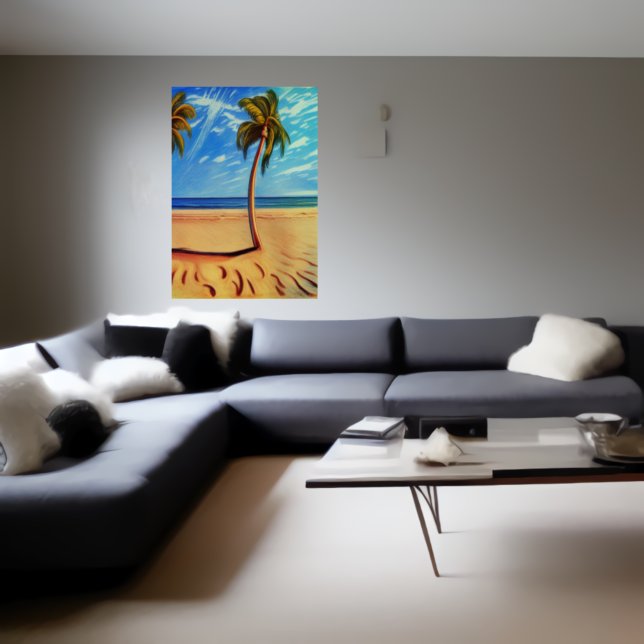 Palmier sur la plage | AI Art Poster (Créateur téléchargé)