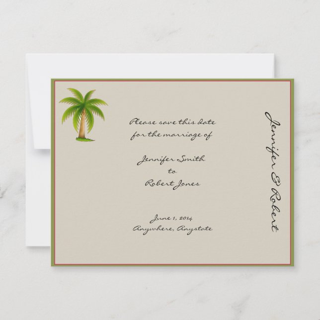 Palmier tropical Enregistrer la carte de date (Devant)