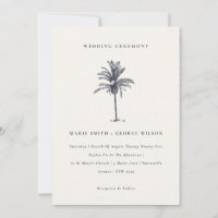 Palmier tropical Marine Kraft Wedding Invitation