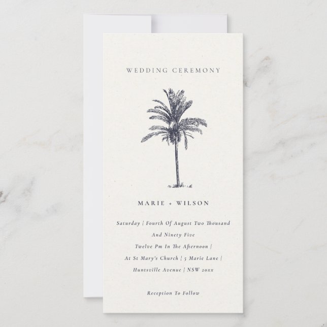 Palmier tropical Marine Kraft Wedding Invitation (Devant)