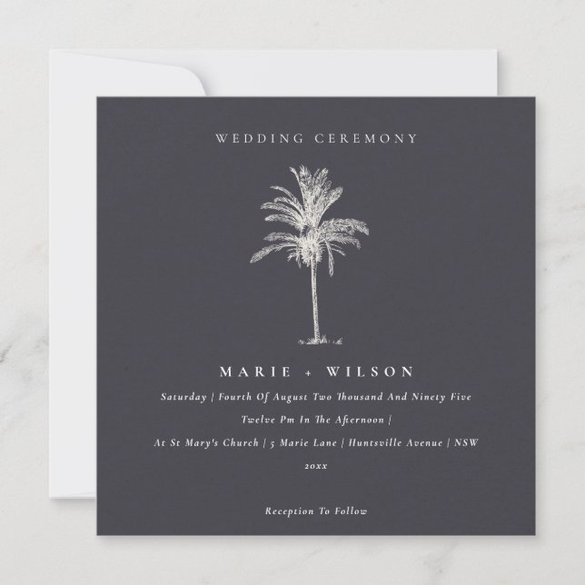 Palmier tropical Marine Kraft Wedding Invitation (Devant)