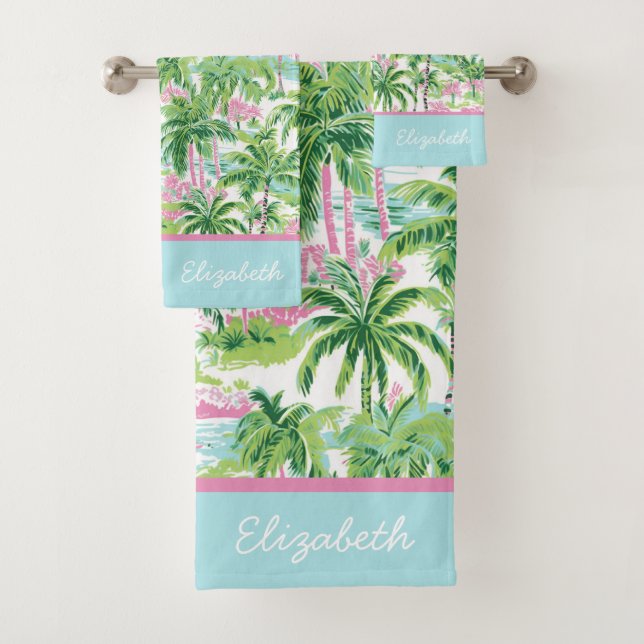 Palmier tropical rose et vert de Preppy (En situation)