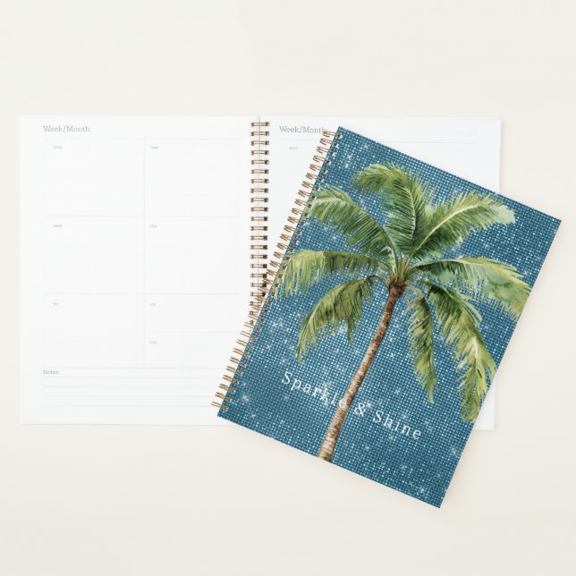 Palmier Tropical Vert Bleu Étincelle  (Devant avec enveloppe)