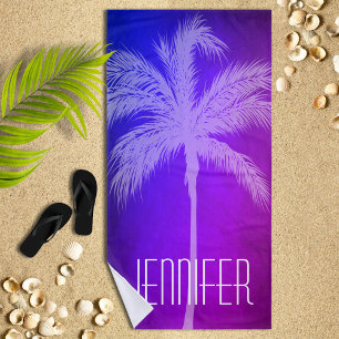 Palmier tropical violet/bleu Serviette de plage pe
