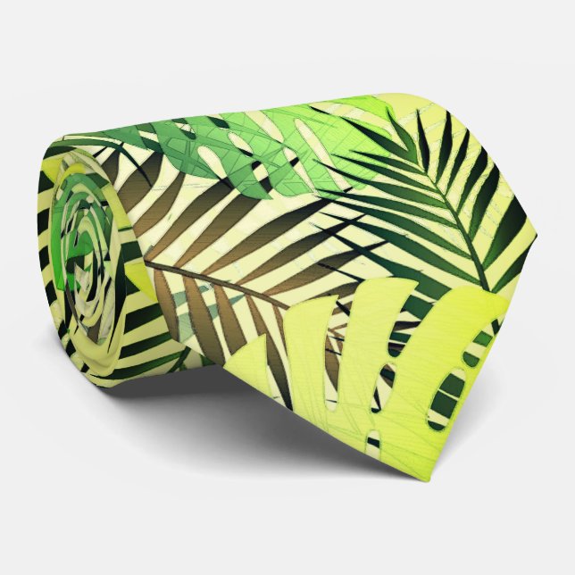 Palmier vert et or tropical feuille cravate (Roulé)