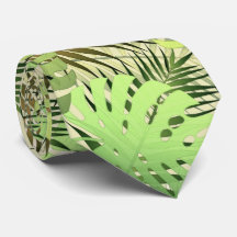 Palmier vert et or tropical feuille cravate