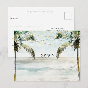 Palmiers boho plage mariage rsvp carte postale