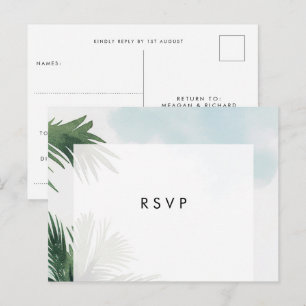 Palmiers boho plage mariage rsvp carte postale