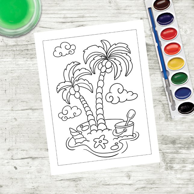Palmiers Color Me à la plage | Cartes d'activité (Créateur téléchargé)