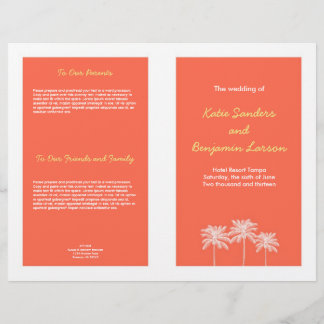 Palmiers en bloc rose corail programme de mariage