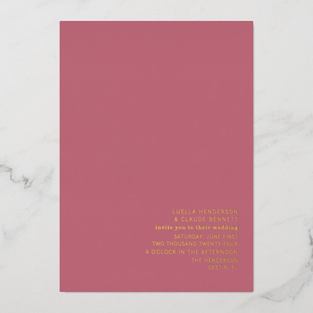 Palmiers Mariages roses Invitation (Recto)