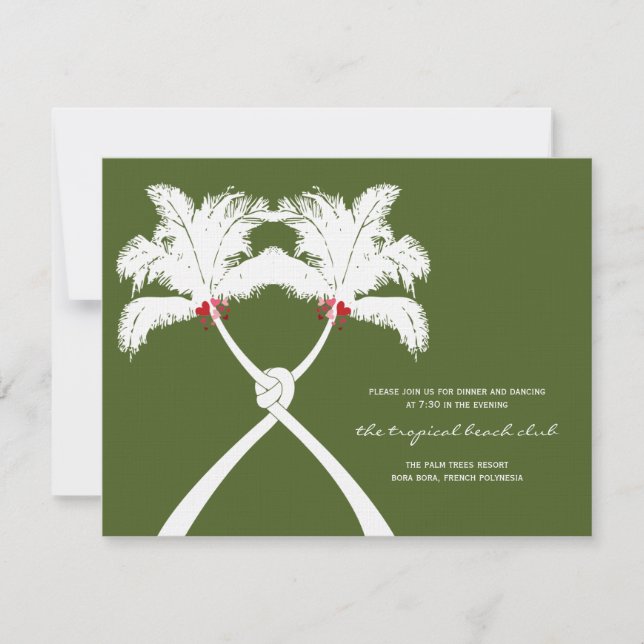 Palmiers noués Red Love Mariage Carte de réception (Devant)