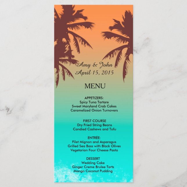 Palmiers plage menu mariage plage2 (Devant)