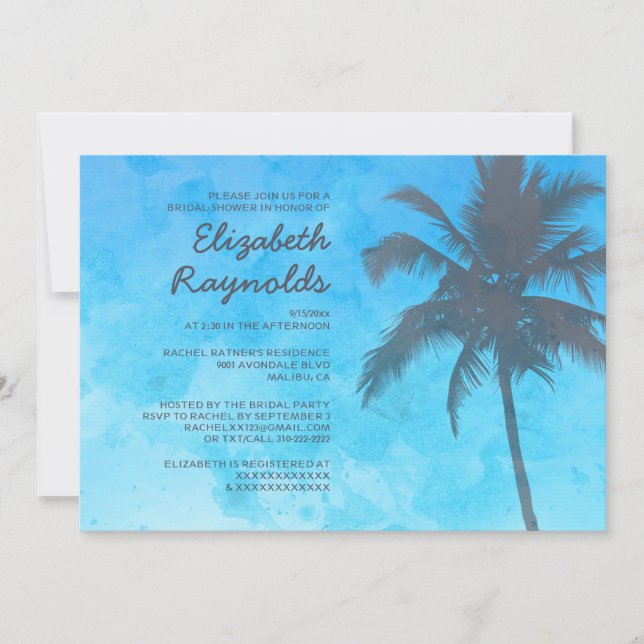 Palmiers rustiques Invitations de douche nuptiale (Devant)