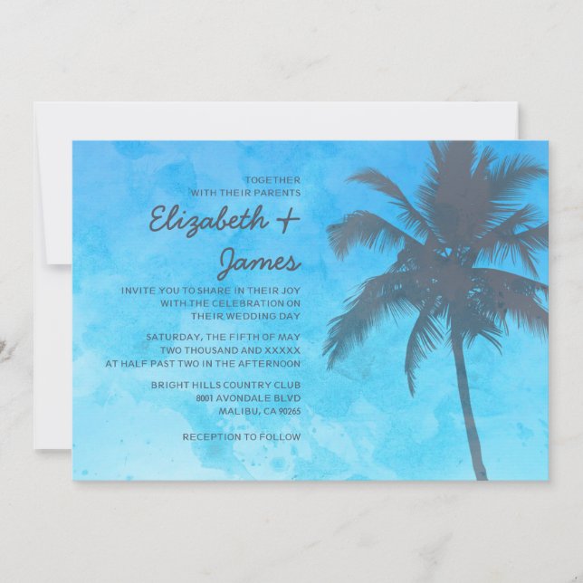 Palmiers rustiques Invitations de mariage (Devant)