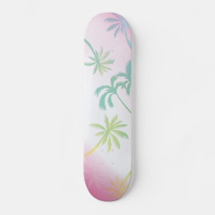 Palmiers sombres et blancs roses skateboard tropic
