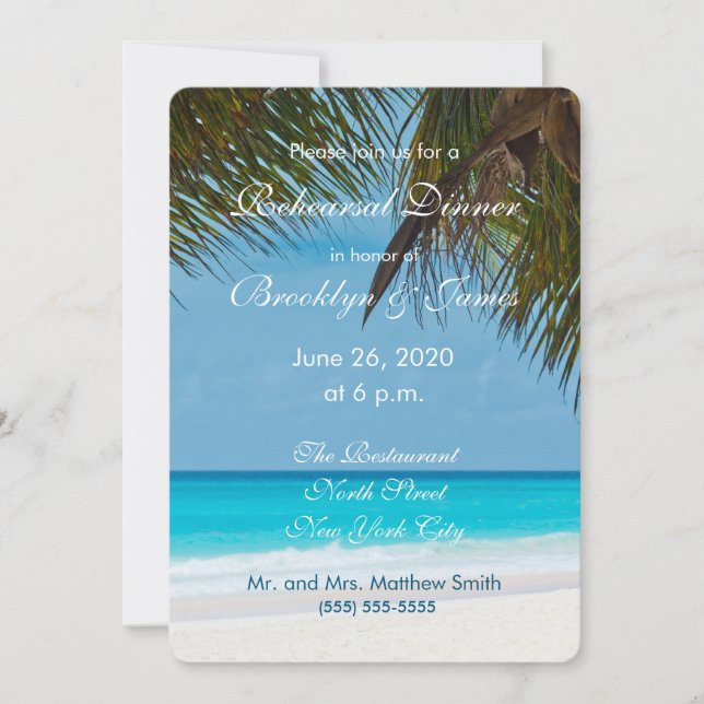 Palmiers Sur Plage Mariage Invitations (Devant)