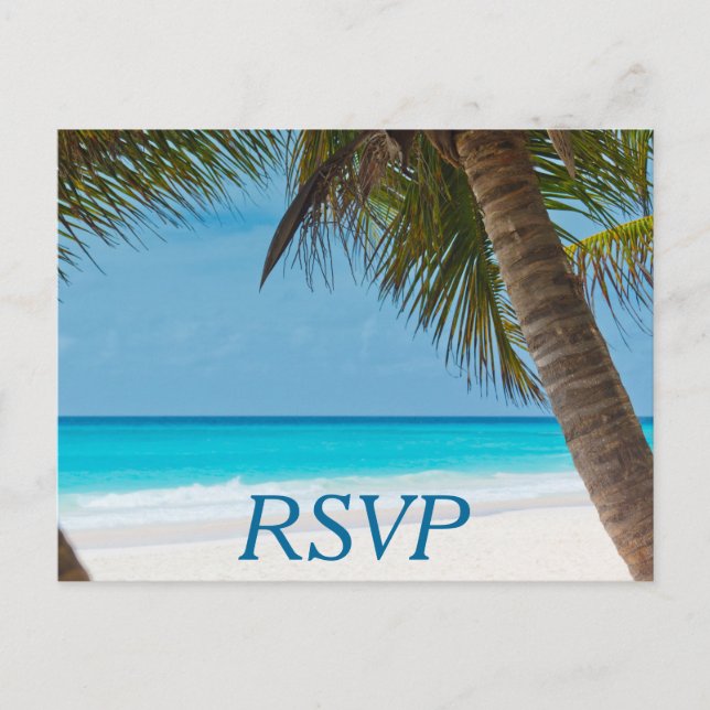 Palmiers Sur Plage Mariage RSVP Cartes postales (Devant)