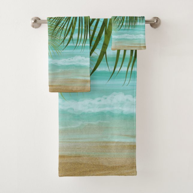 Palmiers Tropical Beach Bain Serviette Ensemble (En situation)
