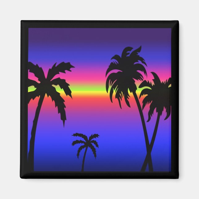 Palmiers Tropical Sunset Magnet (Devant)