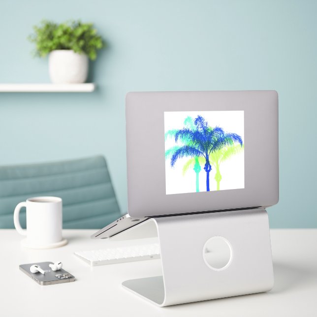 Palmiers tropicaux Art Grand Sticker (Ordinateur portable sur le bureau)