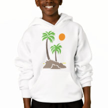 Palmiers tropicaux avec soleil sur une petite île