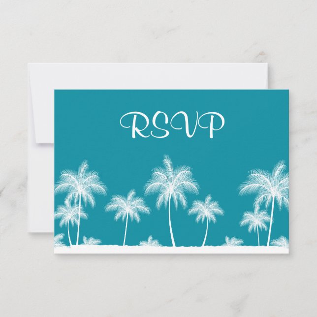 Palmiers tropicaux Bat mitzvah Turquoise RSVP (Devant)