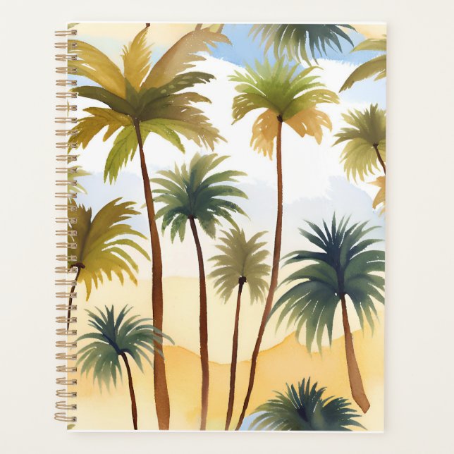 Palmiers Tropicaux | Peinture Aquarelle de Plage (Devant)