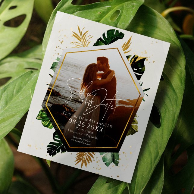 Palmiers Tropicaux Photo Gilded Enregistrer La Dat (Créateur téléchargé)