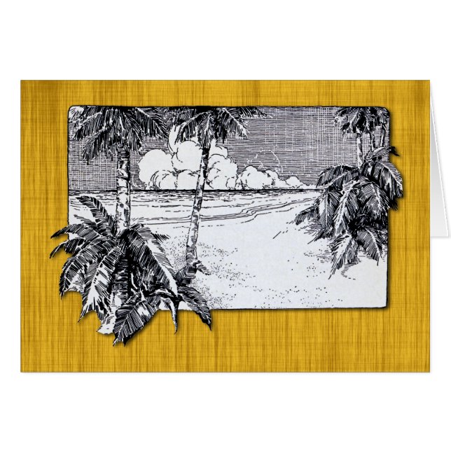 Palmiers tropicaux Plage Art Vintage (Devant Horizontal)