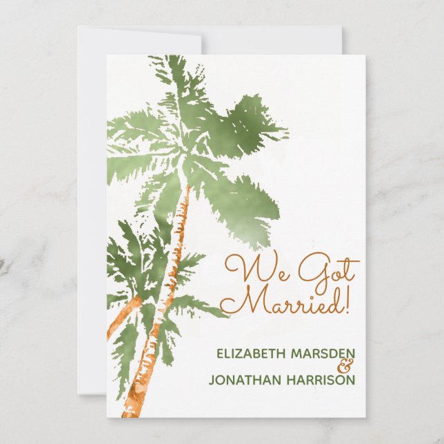 Palmiers Tropicaux Réception Faire-part Mariée (Devant)