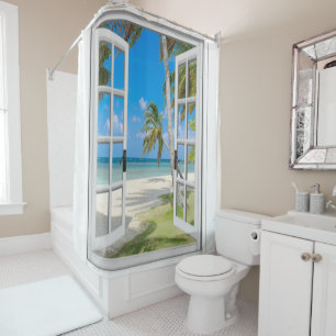 Palmiers tropicaux Rideau de douche de plage d'Oce