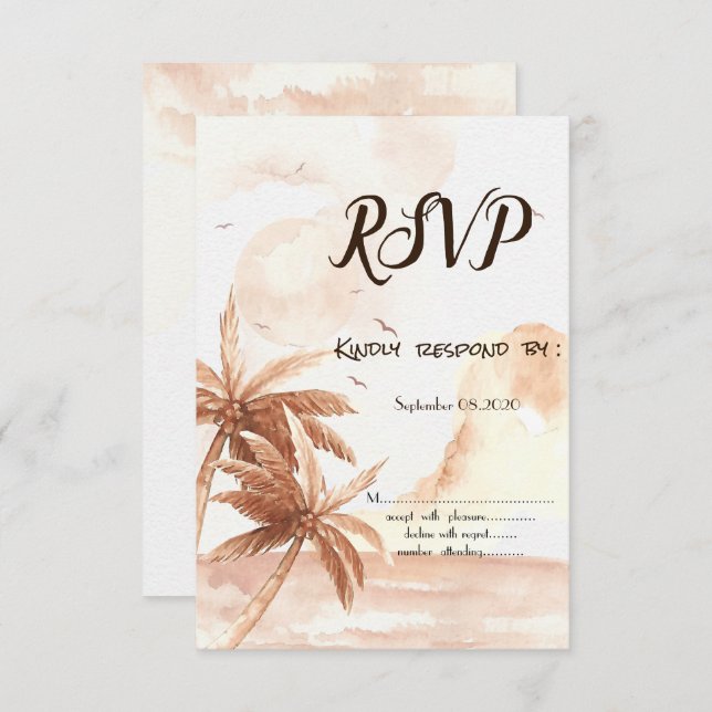 Palmiers tropicaux rustiques Invitation RSVP (Devant / Derrière)