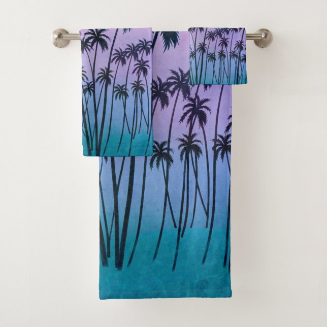 Palmiers turquoise-violet avec ou sans initiale (En situation)