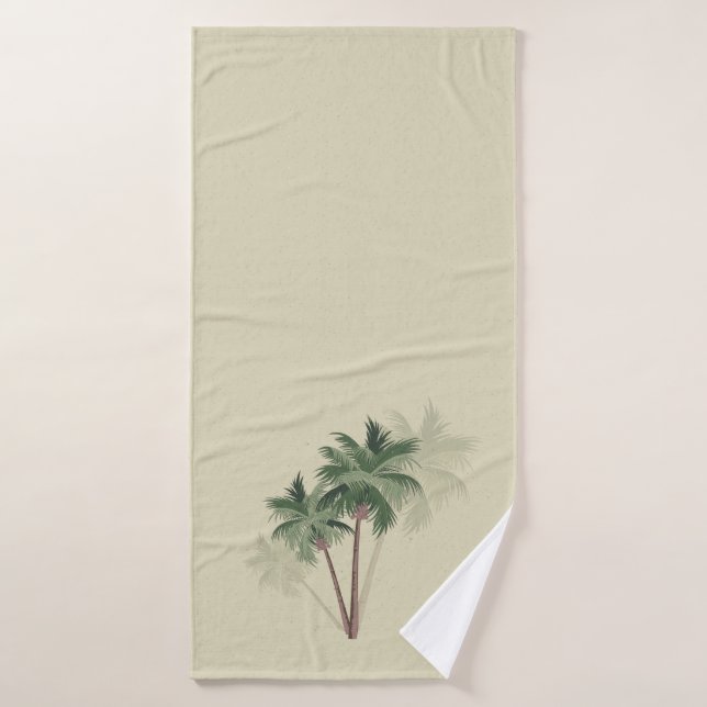 Palmiers Vintages tropicaux sur vert pâle (Serviette de bain)