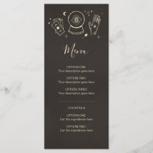 Palmistry Witchcraft Halloween menu cocktail soiré