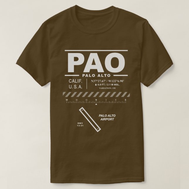 Palo Alto Aéroport PAO T-Shirt (Design devant)