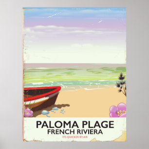 Paloma Plage, affiche de voyage de la Côte d'Azur