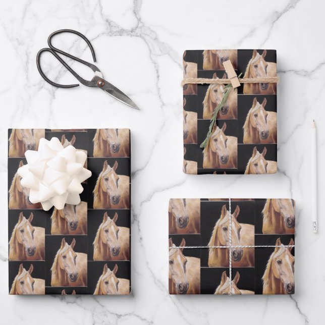 Palomino Horse Art Cadeau Enveloppement Papier Feu (Recto)