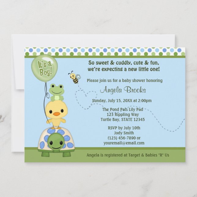 Pals Pals Baby shower de canard Invitation Tortue  (Devant)