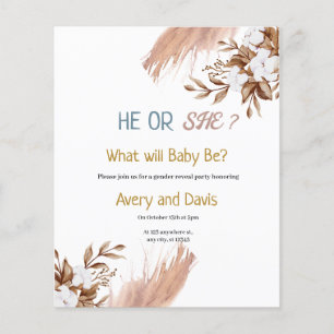 Pampas Boho Grass Genre Reveal Party Invitation