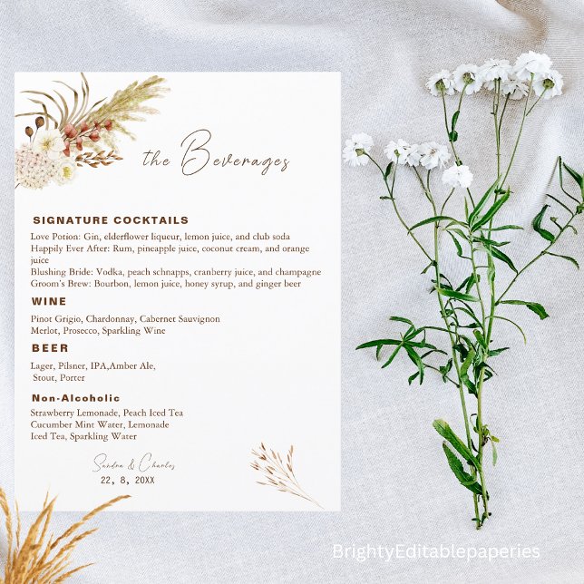 Pampas Boire Menu Modèle (Créateur téléchargé)