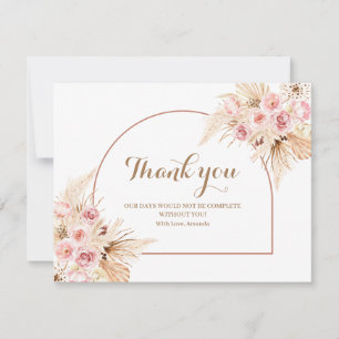 Pampas carte de remerciements rose Floral Boho