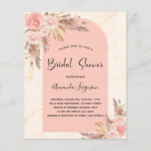 Pampas de douche nuptiale budget rose or boho